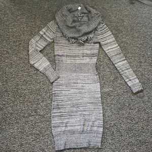 Removable Cowl Neck Sweater Dress